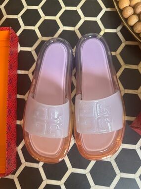 Tory Burch Bubble Jelly Slip-On in Spring Lavender and Pink